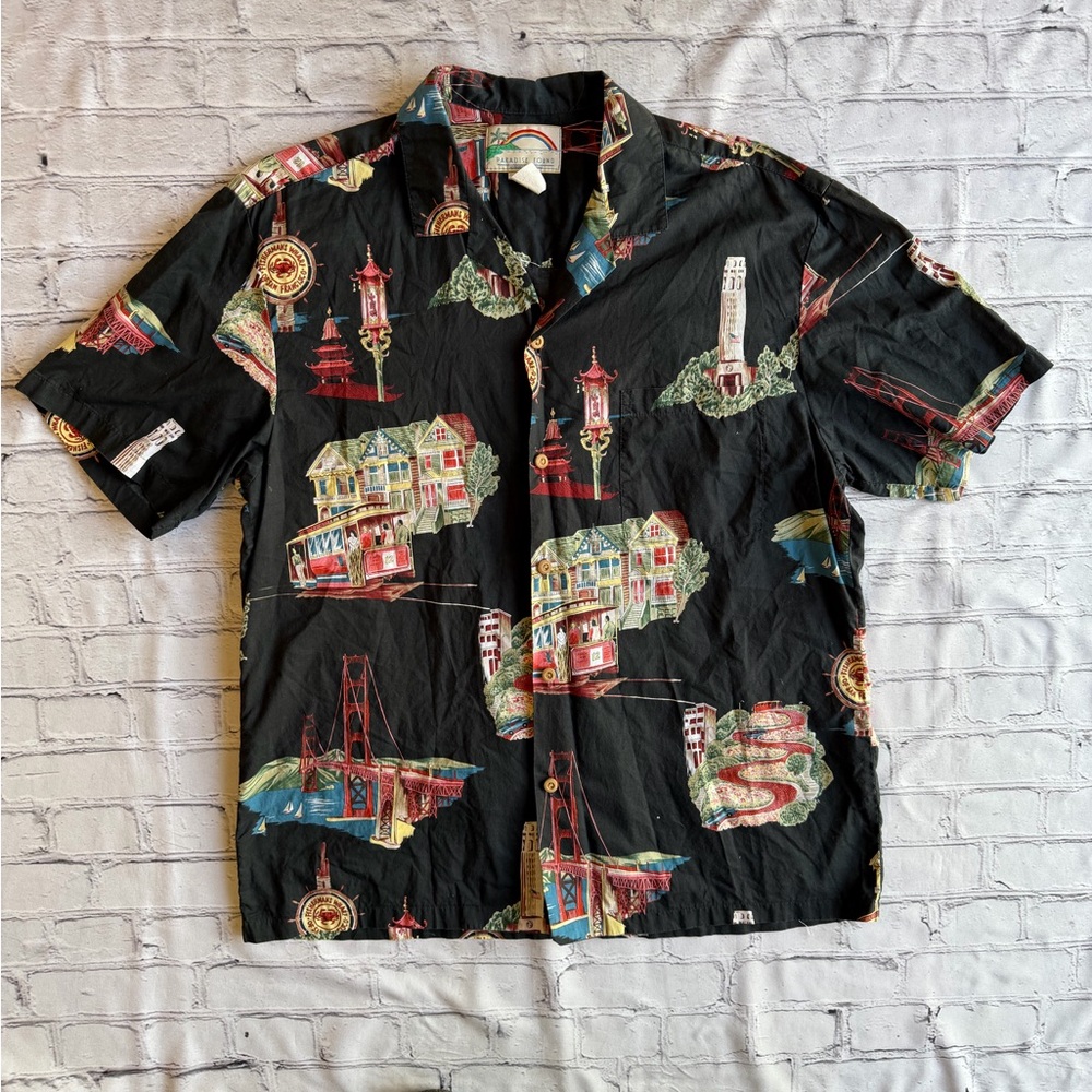 Paradise Found Honolulu Hawaii Shirt  Button-Down Vintage San Francisco Themed
